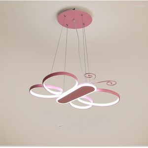 Lampade a sospensione Modern Simple Butterfly Lamp Creative Cartoon Warm Romantic Children's Room Decorazione d'interni