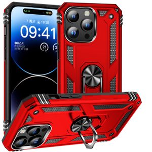 Custodie magnetiche per telefono con cavalletto per auto per iPhone 15 Pro Max Plus Cover anti-caduta robusta e resistente con anello per le dita verde militare