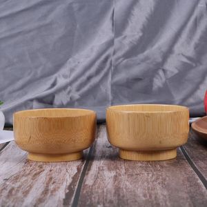 Conjuntos de louça 2 peças tigelas de arroz Bambu japonês resistente ao calor natural carbonizado anti-queda servindo