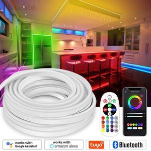 Sign 220V RGB 調光可能なスマート柔軟なテープ IP67 LED ネオンストリップライト SMD 5050 リモート Bluetooth Tuya WiFi 音声制御 HKD230706