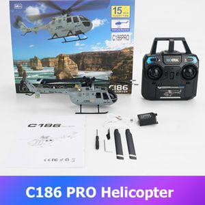 ElectricRC Uçak C186 Pro Helicopter 2.4GHz 6Axis Elektronik Jironlama Yükseklik için Hava Basıncı RC Oyuncak Vs C127 Helikopter 230705