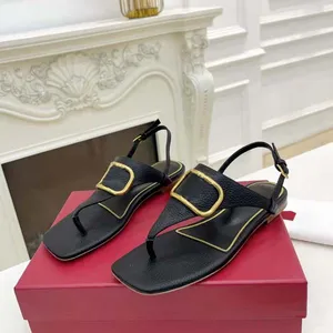 Designer Dam Sandaler Dam Nypa tå Slides nya Litchi vener stil Kalvskinn Mode Plattform Casual Skor Sommar Beach Slipper 34-42 Med låda