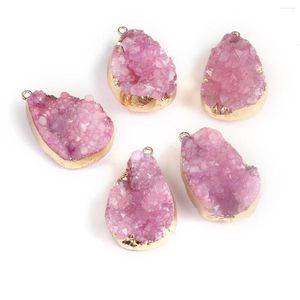 Colares com Pingente Pedra Natural Fina Druzy Pingentes Gota de Água Banhado a Ouro Ágata Para Fazer Jóias Diy Colar Feminino Presentes