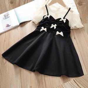 Vestidos de menina verão bebê crianças para roupas pretas fantasias de princesa manga curta roupas de festa elegantes vestidos infantis