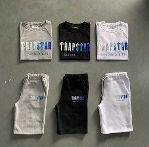 メンズ Trapstar T シャツ セット文字刺繍トラックスーツ半袖ぬいぐるみショーツ高度なデザイン 44ess