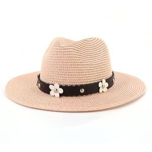 Summer Women Fedora Straw Sun Hat Outdoor Seaside Wide Brim Beach Panama Sun Cap Elegant Ladies Party Sombrero Hombre