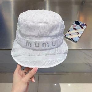 Fisherman Miu Hat Men's and Women's Spring/Summer Fashion Brand Water Diamond Letter Versatile Sunshade Basin Hat Sunscreen Miu Hat