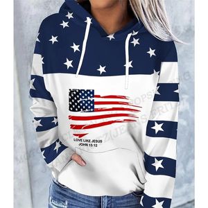 Women's Hoodies Sweatshirts American Flag Hoodie Women Fashion Oversized Hoodies Women Sweats Coat Usa Flag Hooded Sweats Pullovers Women's Clothing Gifts 230705