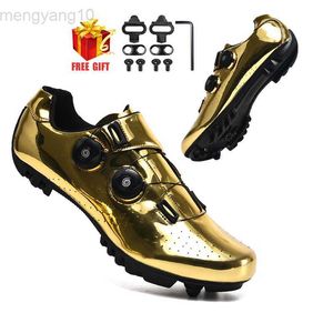 Cycling Footwear Cycling Sneakers MTB Men Footwear Road Dirt Bike Racing Women Bicycle Mountain Spd Speed Flat Shoes Cleat Custom Gold HKD230706