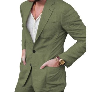 Men's Suits Blazers Men Suit 2 Piece Army Green Jacket Pants High Quality Business Casual Slim Fit Blazer Party Prom Groom Wedding Elegant Dress 230705