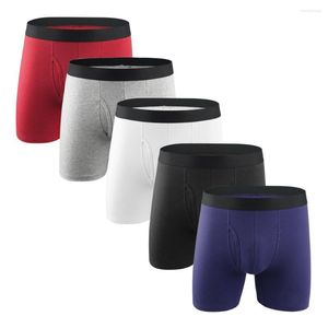 Cuecas 5 peças cuecas masculinas cuecas boxers masculinas cuecas boxer compridas gays sexy sólidas masculinas U-convexas esportivas plus size bolsa 4XL