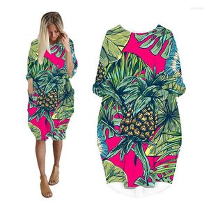 Повседневные платья платья ананаса летнее 3D Печать Уличная одежда Женщины негабаритные мод