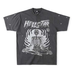 デザイナーファッション衣類 Tシャツ Tシャツ Hellstar Studios インナーピーススカル重工業ウォッシュメンズ半袖ピュアコットン Tシャツロックヒップホップ