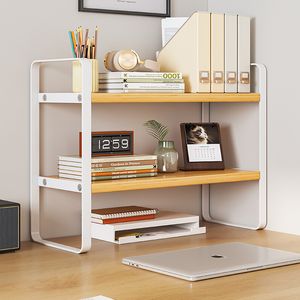 Other Desk Accessories Simple White Bookshelf Top Student Dormitory Shelfwood Household Combination Small Booksheif Office Layered Wrought Iron 230705