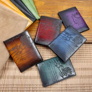 Berluti Pure Handmade Passport Holder For Men's Passports Universal Luxury äkta läder Tattoo Design ID Business Travel Pass Pack med Box Designe