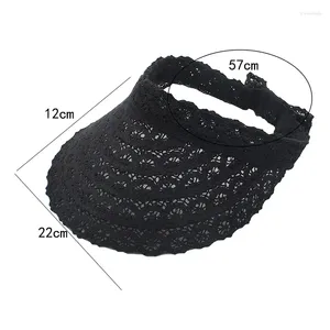 Berets Elegant Women Summer Hat Lace Long Brim Baseball Cap Casual Hollow Breathable Empty Top UV Protection Visor Beach Gifts