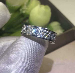 풀 다이아몬드 티타늄 스틸 실버 러브 링 반지 남자와 여자 스털링 로즈 골드 반지를위한 로즈 골드 반지 부부 보석 선물