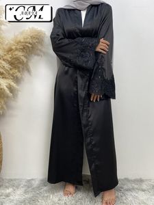 Ethnic Clothing Design Eid Abaya Satin Kimono Long Muslim Women Dress Black Islamic Abayas Moroccan Caftan Luxury African Women's Robe