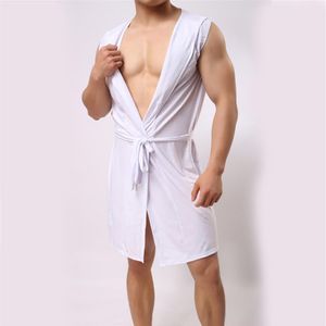 Vestido de verão roupão de banho com cueca masculino pijama sexy pijama de seda hombre roupão de banho masculino com capuz 315V