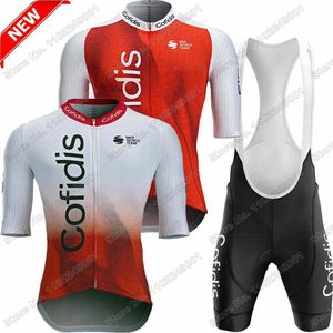 サイクリングジャージセット Cofidis チームセットフランスツアー服男性ロードバイクシャツスーツ夏自転車ビブショーツ MTB マイヨ 230706