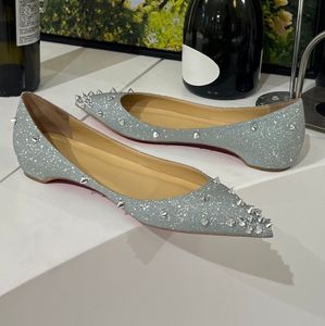 Designerschuhe Kleider Frühling Herbst Frauen flache Fersenschuhe spitzer Hochzeitstanzschuhe echte Leder Klassiker rot glänzender alleinerziehender Dame Office -Schuhe Slipper 4685