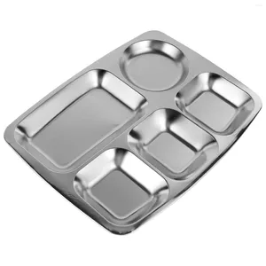 Dinnerware Sets Partition Stainless Steel Serving Tray Kitchen Divided Plate Home Restaurant Storage Dish Student