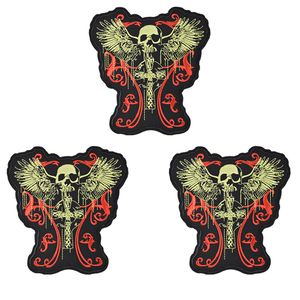 1PCS Punk Skull with Wings Badges Patches for Motor Clothing Shoes Iron on Transfer Applique Patches for Garment DIY Sew on Embroi302N