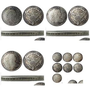 Arts And Crafts Us 1798 -1804 7Pcs Busto drappeggiato Dollaro Aquila araldica Argento placcato Copia Monete Artigianato in metallo Muore Fabbrica di produzione P Dhdpj