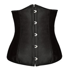 Goth Satin Black Espartilhos Sexy Lingerie Feminina Steel Waist Training Underbust Bustiers Plus Size Corselets Top 81922635