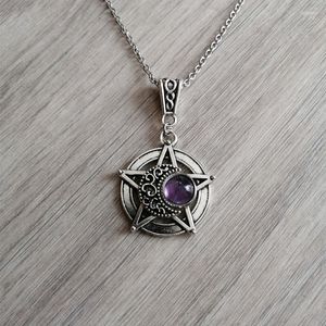 Hängsmycke Gotiska fempunktsstjärniga halsband Moon Crystal Häxa Smycken Pagan Gems Vicat Guardian