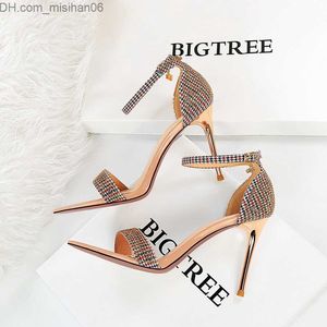 Dress Shoes BIGTREE Shoes High Heel Sandals Women's Summer Metal High Heel Women's Sandals Plus Size 41 42 43 Sexy Slim Heel Shoes Ball Shoes Z230707