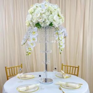 Klar akryl ljuskrona mittpunkt Antik blomsterstativ Blomvaser för centerpieces Bröllopsfest bord mitt