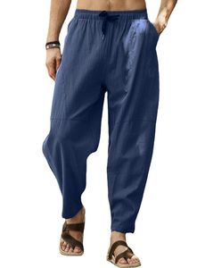 Pantaloni casual da uomo Pantaloni larghi aderenti in lino di cotone