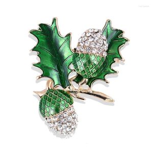 Broches TULX Strass Pinheiro Torre Esmalte Masculino Feminino Liga Plantas Casamentos Banquetes Festa Broche Bolotas De Carvalho