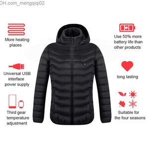 Men's Jackets Ebaihui Heated Jackets Down Cotton Warm Winter Men Women Cothing USB Electric Heating Hooded Jacket Thermal Coat Fast Ship Asian SIZE Z230710