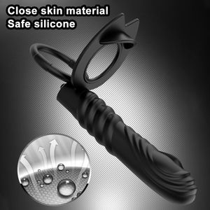 Vibratorer 10 Frequency Double Penetration Anal Plug Dildo Butt for Women Men Strap on Penis Vagina Sexleksaker 230706