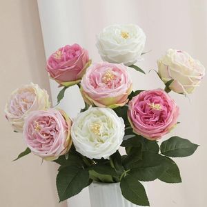 Decorative Flowers Po Props TV Cabinet Ornaments Decoration Fake Flower Feel Hidratante Austin Rose Bouquet Curling Tea Peony Home