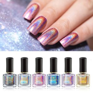 Unhas Gel Verniz Arco-Íris 7ml Verniz Laser Brilhante Glitter Unhas 3em1 Nagel À Base de Água Kunst Lak 230706