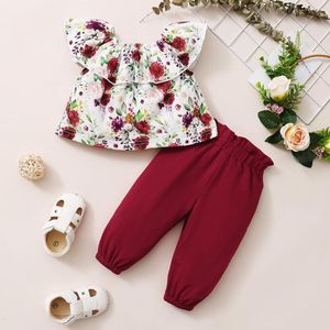 Set di abbigliamento Set di due pezzi di pantaloni casual stampati senza maniche da bambina 0-2 anni