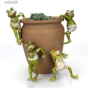 Decorative Objects Figurines Creative climbing tank frog resin decoration leisure home crafts giving girlfriend 4 frogs as a gift gardening supplies T230707