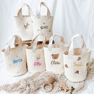 Evening Bags Custom Quilted Baby Bag Stylish Diaper Bucket bag Small Mummy Embroidered Nappy Pram 230707