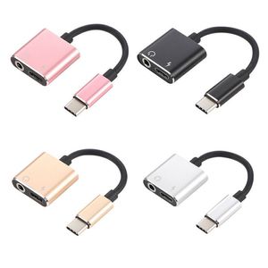 2 IN1 Type C Adapter Aux Aux Cable Adapter Adapter USB Тип C к Джеку для Xiaomi Mi 6 Huawei с мешками