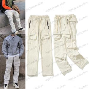 Jeans masculino 21 outono e inverno High Street Paf Arch multibolso função esportiva Calças de algodão de pelúcia Calças de lazer T230707
