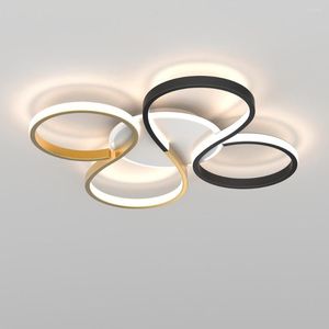 Plafoniere Lampadario moderno a LED per soggiorno Camera da letto Lustro Apparecchio di illuminazione a triangolo rotondo Lampara Techo Lampade in oro nero