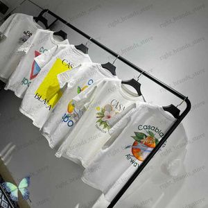 Herr t-shirts casablanca block text siciliansk stil män kvinnor bomull t shirt casual hawaiian kort ärm t-shirt t230707