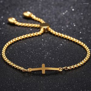 Charm Bracelets Personality Cross Minimalist Bangles Stainless Steel Adjustable Link Chain Jewelry Friendship Gift