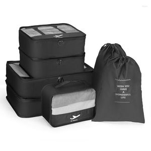 Torby do przechowywania 7 sztuk/zestaw bagaż o dużej pojemności do pakowania kostki ubrania bielizna kosmetyczna organizator podróży torba kosmetyczka etui