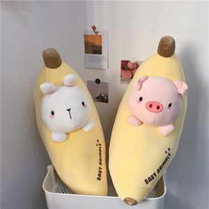 Gefüllte Plüschtiere, 60 cm, Cartoon-Dinosaurier-Schwein, Plüschtier, Cosplay, Banane, Stofftier, Umarmungskissen, weiches Rückenkissen, Beschwichtigungspuppe, Geburtstagsgeschenk für Kinder, L230707