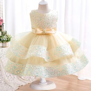 Sukienki dziewczęce 1-6-letnie pierwsze urodziny dziecka puszysta siatkowa sukienka Tutu Flower Girl nieregularna spódnica sukienka wesele sukienka obiadowa 230706