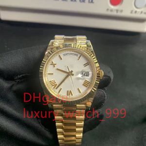 2023 QC Check Luxury Watch 41mm Rome Dial Day-Date White Dial Silver Jubilee 18K Gold Ring Watch Sapphire Steel Inoxidável Mecânico Movimento Automático Relógio Masculino